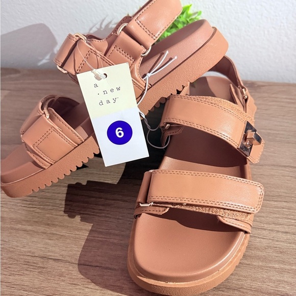 a new day Shoes - A New Day Tan Adjustable Strap Sandals – Size 6
